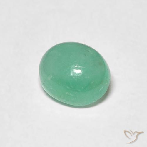 0.55 ct Green Emerald Stone, Natural Emerald in Oval Cabochon Shape for Sale