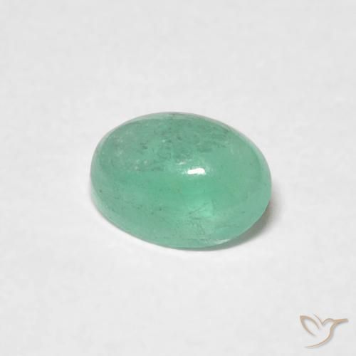 0.48 ct Green Emerald Stone, Natural Emerald in Oval Cabochon Shape for Sale