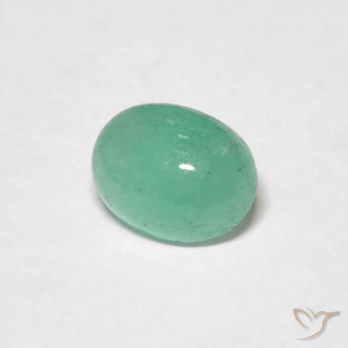 0.50 ct Green Emerald Stone, Natural Emerald in Oval Cabochon Shape for Sale
