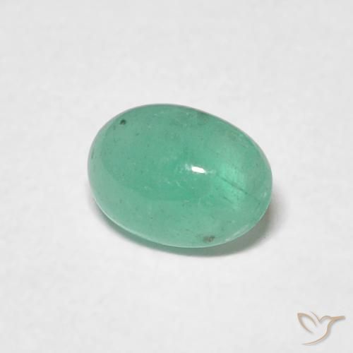 0.55 ct Green Emerald Stone, Natural Emerald in Oval Cabochon Shape for Sale