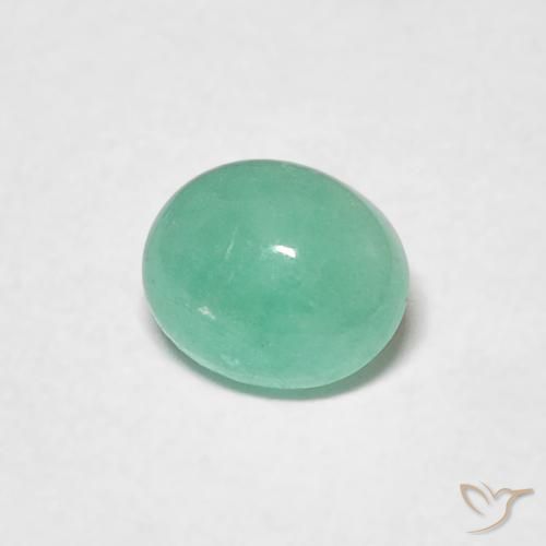 0.56 ct Green Emerald Stone, Natural Emerald in Oval Cabochon Shape for Sale