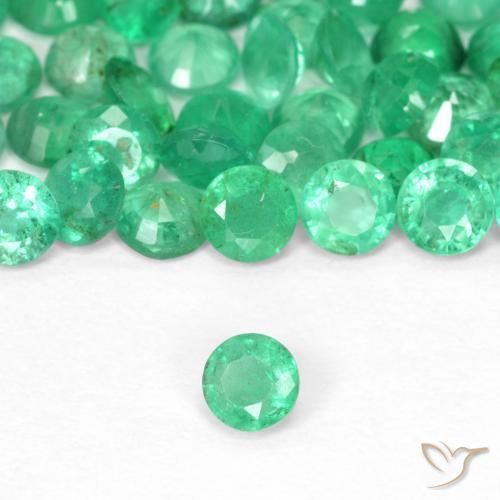 1.91 ctw Green Emerald Stones, Natural Emerald in Round Facet Shape for Sale