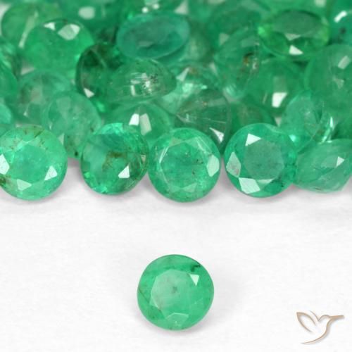 13.87 ctw Green Emerald Stones, Natural Emerald in Round Facet Shape for Sale