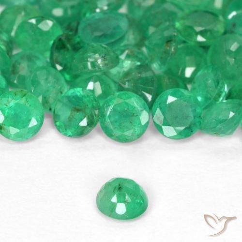 Emerald Gemstones in 3.5 mm (calibrated) Size for Sale, Emerald Stones in Brilliant Green Color