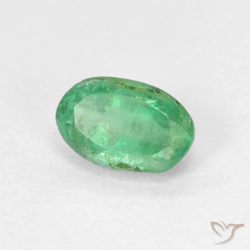 0.55 ct Green Emerald Stone, Natural Emerald in Oval Facet Shape for Sale