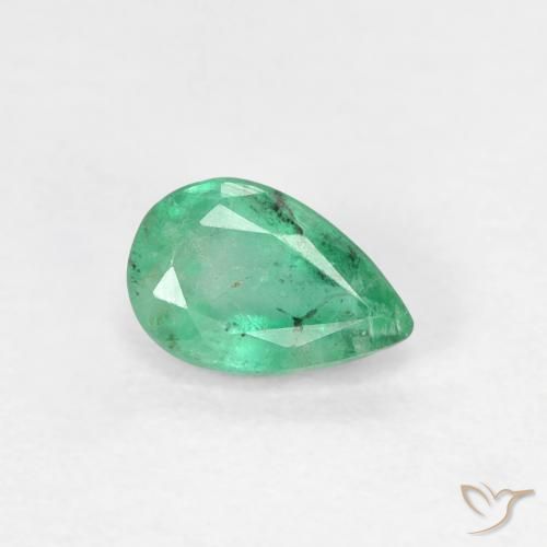 0.42 ct Green Emerald Stone, Natural Emerald in Pear Facet Shape for Sale
