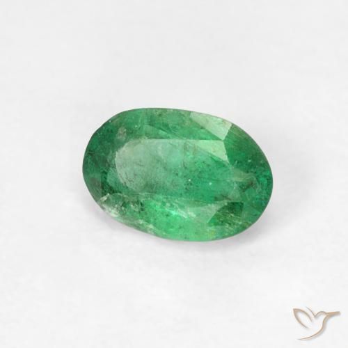 0.46 ct Green Emerald Stone, Natural Emerald in Oval Facet Shape for Sale