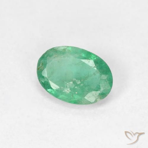 0.42 ct Green Emerald Stone, Natural Emerald in Oval Facet Shape for Sale