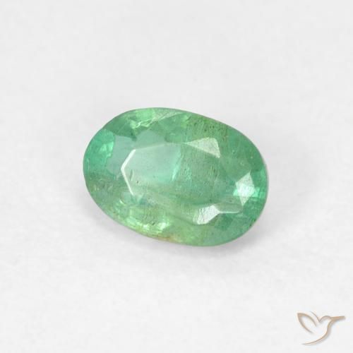 0.57 ct Green Emerald Stone, Natural Emerald in Oval Facet Shape for Sale
