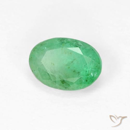 0.58 ct Green Emerald Stone, Natural Emerald in Oval Facet Shape for Sale