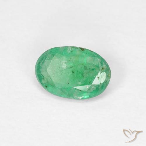 0.33 ct Green Emerald Stone, Natural Emerald in Oval Facet Shape for Sale