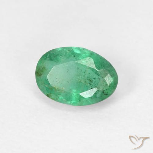 0.53 ct Green Emerald Stone, Natural Emerald in Oval Facet Shape for Sale