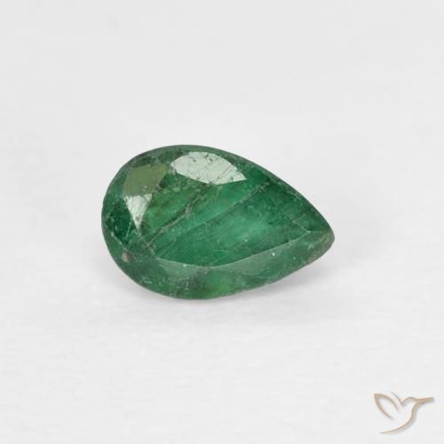 0.36 ct Green Emerald Stone, Natural Emerald in Pear Facet Shape for Sale