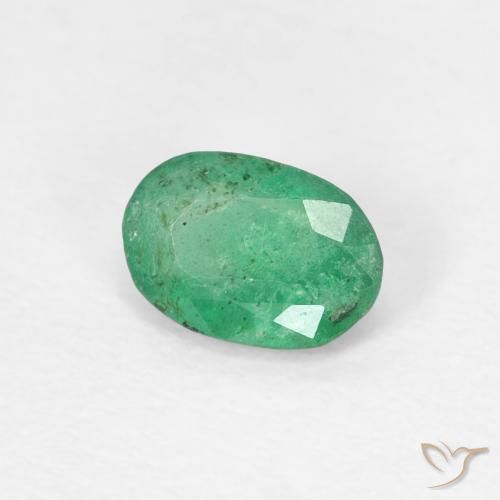 0.42 ct Green Emerald Stone, Natural Emerald in Oval Facet Shape for Sale