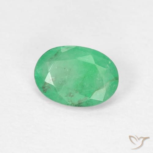 0.38 ct Green Emerald Stone, Natural Emerald in Oval Facet Shape for Sale