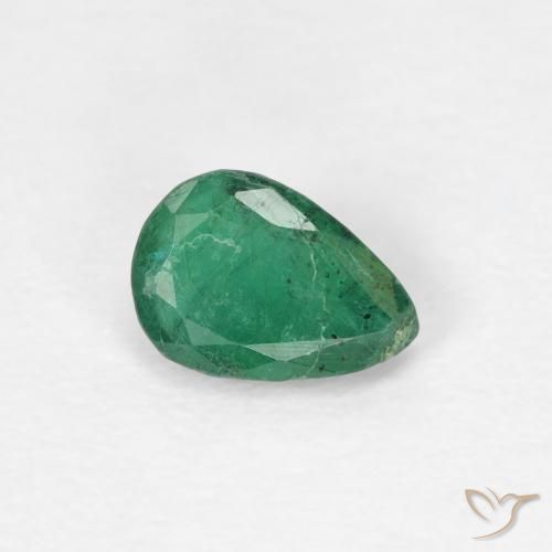 0.33 ct Green Emerald Stone, Natural Emerald in Pear Facet Shape for Sale
