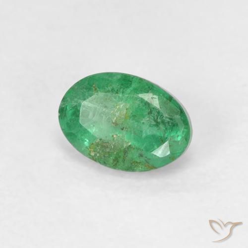 0.57 ct Green Emerald Stone, Natural Emerald in Oval Facet Shape for Sale