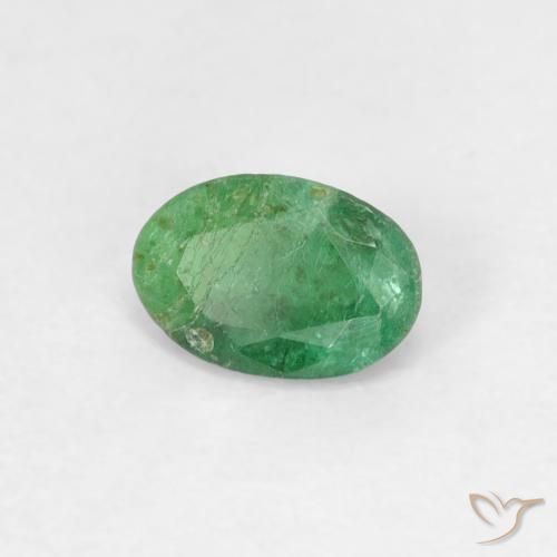 0.37 ct Green Emerald Stone, Natural Emerald in Oval Facet Shape for Sale