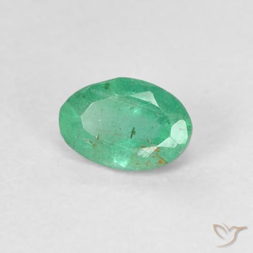 0.45 ct Green Emerald Stone, Natural Emerald in Oval Facet Shape for Sale
