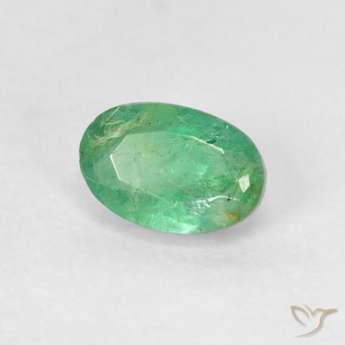 0.55 ct Green Emerald Stone, Natural Emerald in Oval Facet Shape for Sale