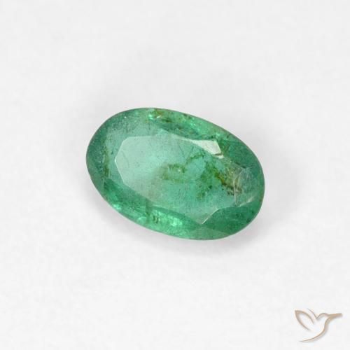 0.38 ct Green Emerald Stone, Natural Emerald in Oval Facet Shape for Sale