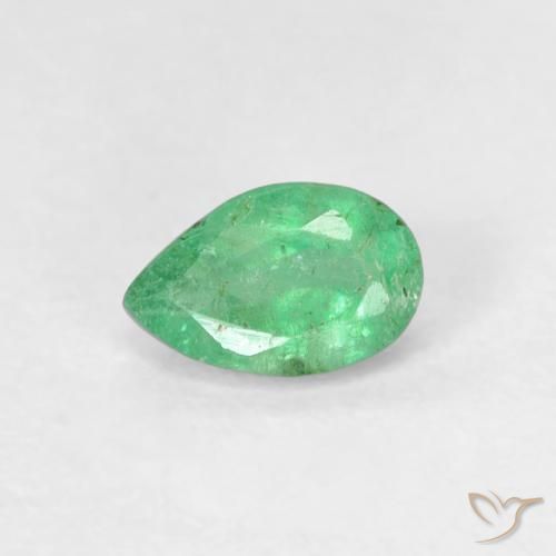 0.45ct Natural Light Cool Green Emerald, Pear Shape, SI