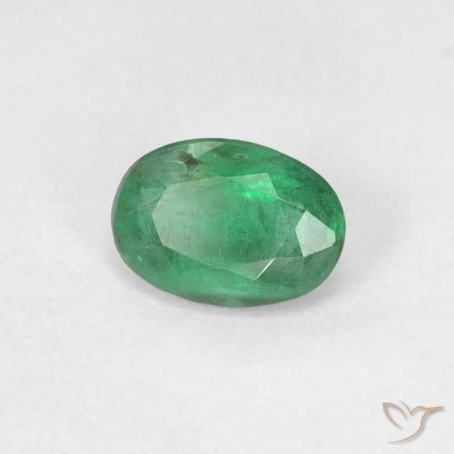 0.43 ct Green Emerald Stone, Natural Emerald in Oval Facet Shape for Sale