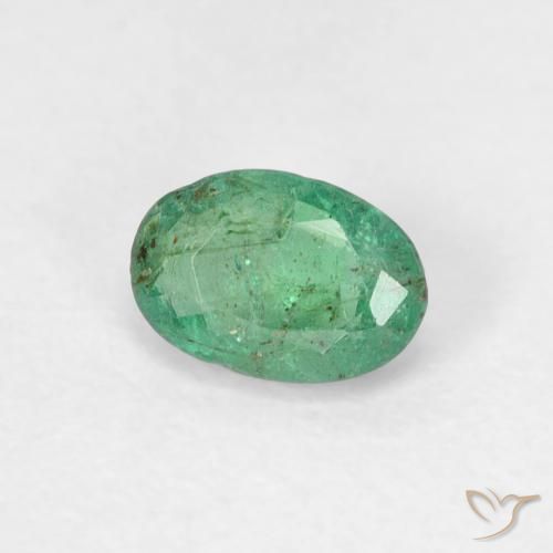 0.51 ct Green Emerald Stone, Natural Emerald in Oval Facet Shape for Sale