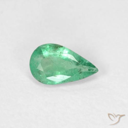 0.32 ct Green Emerald Stone, Natural Emerald in Pear Facet Shape for Sale