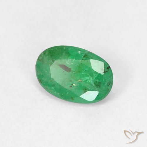 0.45 ct Green Emerald Stone, Natural Emerald in Oval Facet Shape for Sale