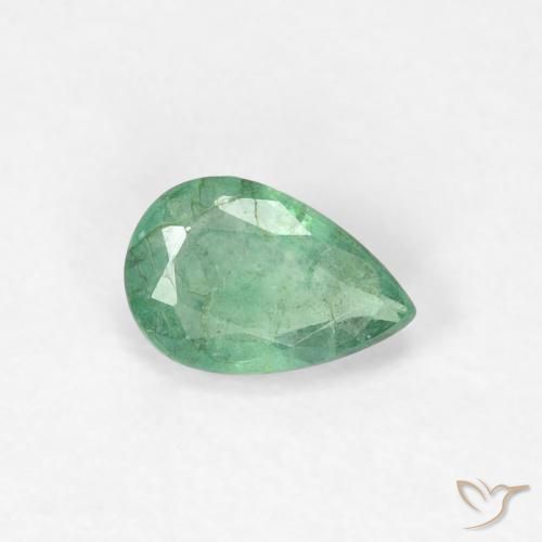 0.37 ct Green Emerald Stone, Natural Emerald in Pear Facet Shape for Sale