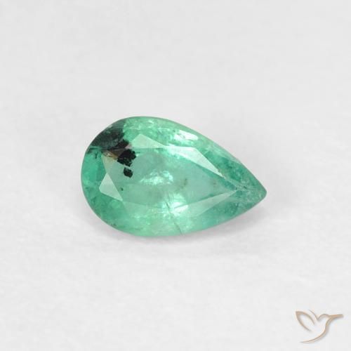 0.37 ct Green Emerald Stone, Natural Emerald in Pear Facet Shape for Sale