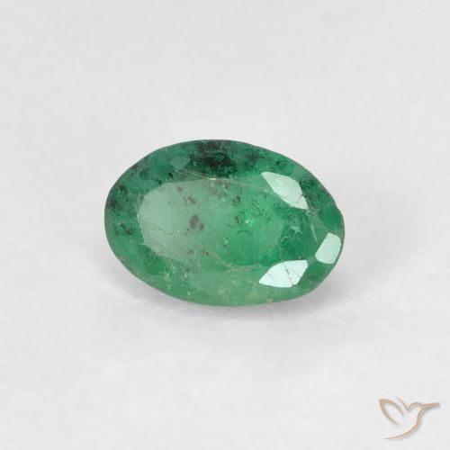 0.48 ct Green Emerald Stone, Natural Emerald in Oval Facet Shape for Sale