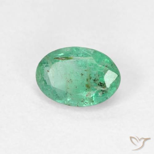 0.47 ct Green Emerald Stone, Natural Emerald in Oval Facet Shape for Sale