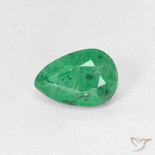 0.45ct Natural Medium light Green Emerald, Pear Shape, SI