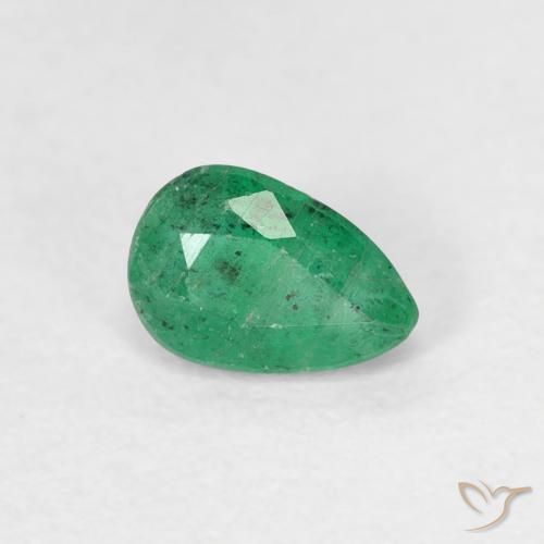 0.45 ct Green Emerald Stone, Natural Emerald in Pear Facet Shape for Sale