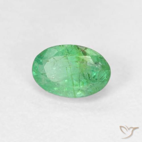 0.50 ct Green Emerald Stone, Natural Emerald in Oval Facet Shape for Sale