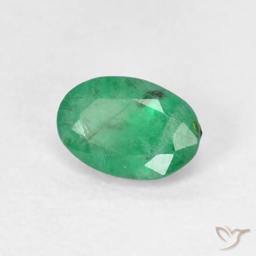 0.49 ct Green Emerald Stone, Natural Emerald in Oval Facet Shape for Sale