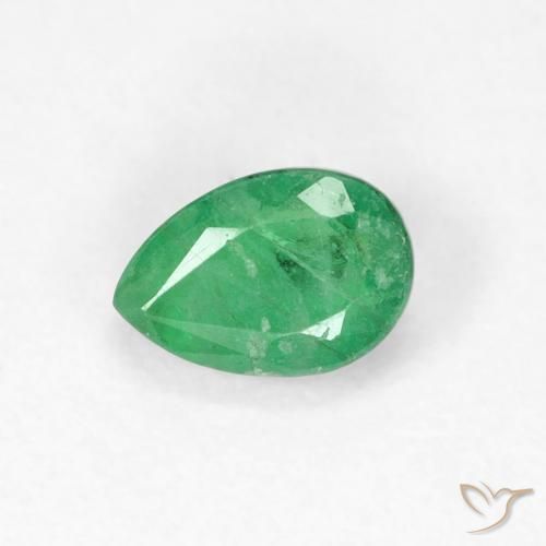 0.51 ct Green Emerald Gemstone, Emerald Gem in Pear Facet Shape for Sale.