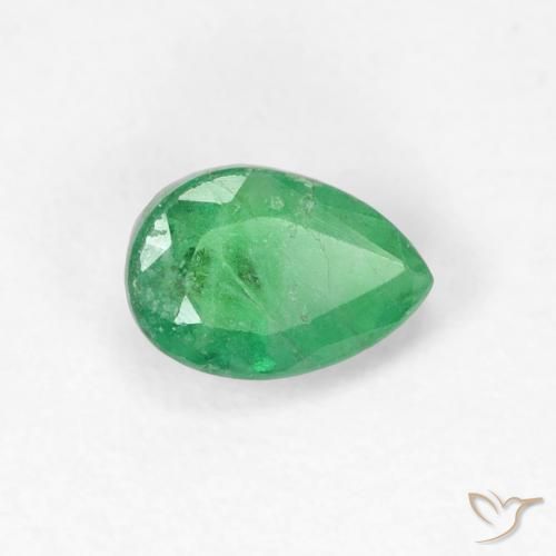 0.51 ct Green Emerald Stone, Natural Emerald in Pear Facet Shape for Sale