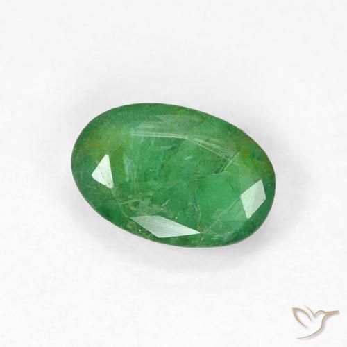 0.49 ct Green Emerald Stone, Natural Emerald in Oval Facet Shape for Sale