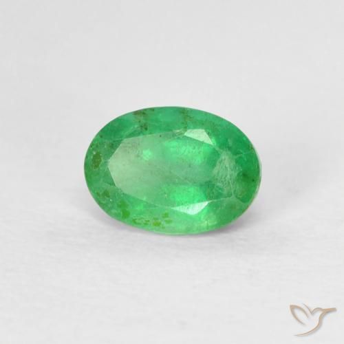 0.52 ct Green Emerald Stone, Natural Emerald in Oval Facet Shape for Sale