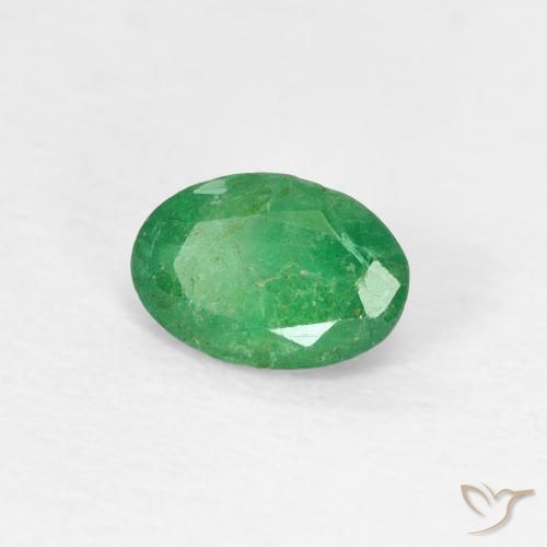 0.46 ct Green Emerald Stone, Natural Emerald in Oval Facet Shape for Sale
