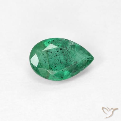 0.39 ct Green Emerald Stone, Natural Emerald in Pear Facet Shape for Sale