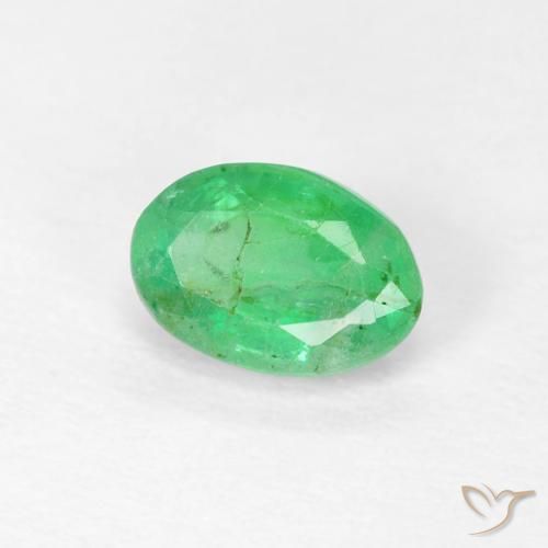 0.57 ct Green Emerald Stone, Natural Emerald in Oval Facet Shape for Sale