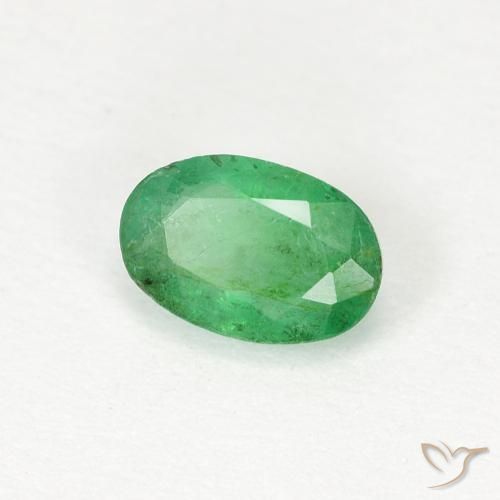 0.51 ct Green Emerald Stone, Natural Emerald in Oval Facet Shape for Sale