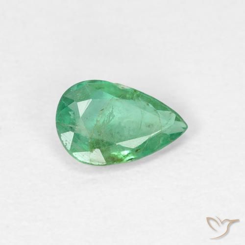 0.32 ct Green Emerald Stone, Natural Emerald in Pear Facet Shape for Sale