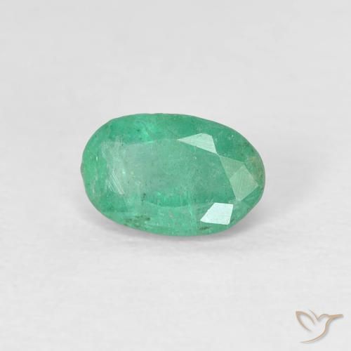 0.52 ct Green Emerald Stone, Natural Emerald in Oval Facet Shape for Sale