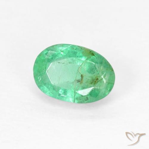 0.50 ct Green Emerald Stone, Natural Emerald in Oval Facet Shape for Sale