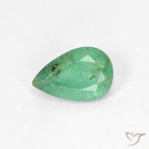 0.35 ct Green Emerald Stone, Natural Emerald in Pear Facet Shape for Sale